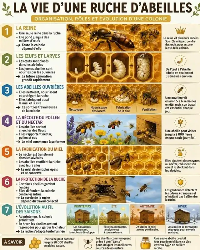 La vie d'une ruche d'abeilles