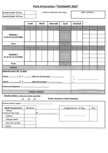 auto parentale + fiche d'inscription