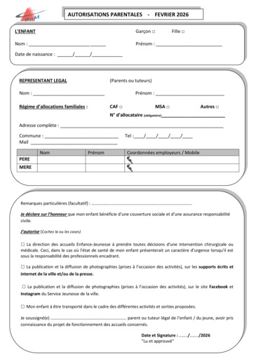 Auto parentale Février 2026