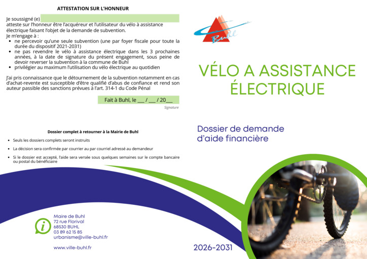 Dossier de demande d'aide financière vélos électriques