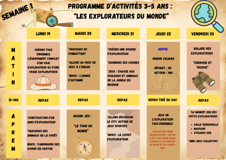 Programme d'activités toussaint 2026